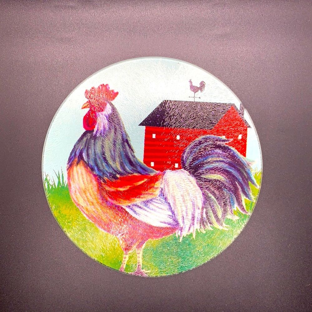 Rooster Cutting Board 8” Glass , New